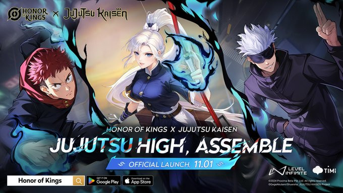 "Honor of Kings Umumkan Kolaborasi Epik dengan Jujutsu Kaisen: Skin Khusus Gojo Satoru dan Yuji Itadori Hadir pada 1 November 2024!"